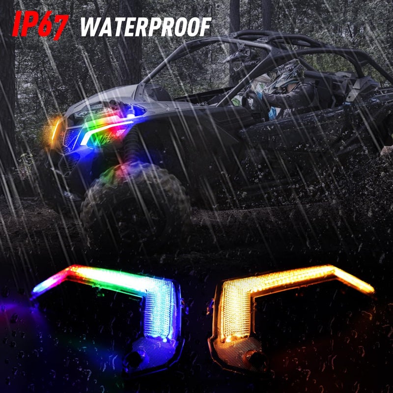 Beatto X3 Turn Signal Fang Light With Chasing Color,Front Signature Accent Light Fit for Can-Am Max R Maverick X3 R XDS XRS 2017-2024 - Image 3